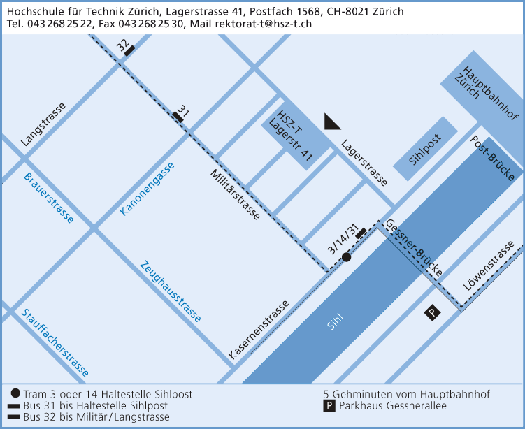 Lageplan der Hochschule für Technik Zürich